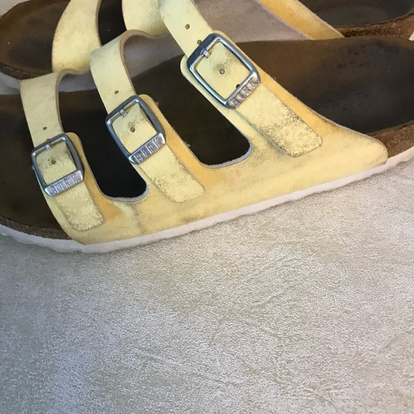 Birkenstock Women’s Yellow Leather 3 Strap Sandals Size 7    (read) - Picture 12 of 16